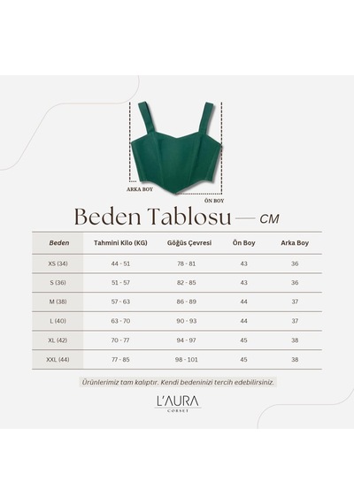 L'aura Corset Yeşil Renk Kalp Yaka Bayan Korse Büstiyer
