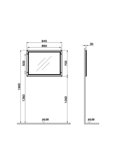 VitrA Valarte Aydınlatmalı Düz Ayna 100 Cm Mat Gri 62220 Gri VitrA Valarte Aydınlatmalı Düz Ayna 100 Cm Mat Gri 62220 Gri