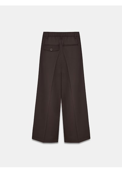 Dilvin 72657 Pileli Geniş Paça Pantolon-kahve