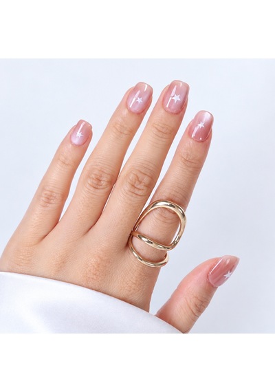 Pembe Nail Art Kısa Yuvarlark 10'lu Tekrar Kullanılabilir El Yapımı Protez Takma Tırnak Ekyl-3522 M