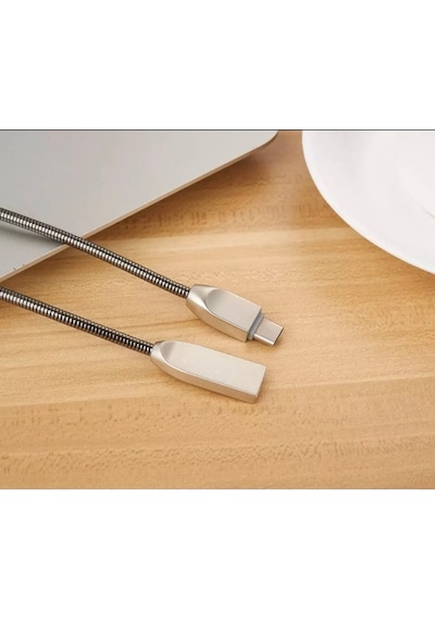 3.1A-Lightning-Type C Metal Yaylı Usb Hızlı Şarj Kablosu
