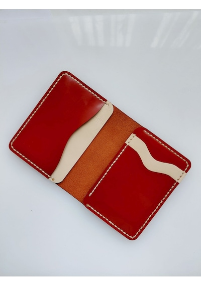 Luna Luster Hakiki Deri Çok Bölmeli Taba Minimalist Krem Kartlık & Cüzdan Drc68 Bej - Taba