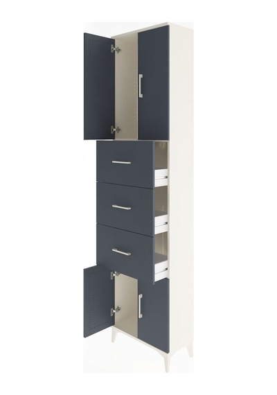 Arges Dolap Tek Raflı 3 Çekmeceli 4 Kapaklı 60x30x243 Aytaşı-antrasit Aytası