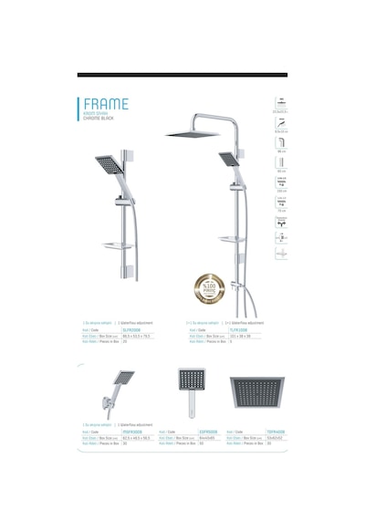 İsaoğlu Yapı Tepe Yağmurlama Gümüş Krom Duş Seti Frame Banyo Seti Gümüş