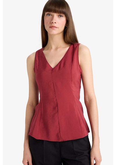 Defacto V Yaka Modal Kolsuz Bluz G2687ax25wnbr285 Bordo