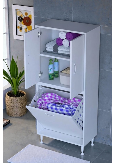 Eliusta Miretta Üst Bölme Kapaklı Altı Kirli Sepetli Dolap 60 Cm Genişlik Beyaz 60x138x32,5 Cm Dolap Beyaz Eliusta Miretta Üst Bölme Kapaklı Altı Kirli Sepetli Dolap 60 Cm Genişlik Beyaz 60x138x32,5 Cm Dolap Beyaz