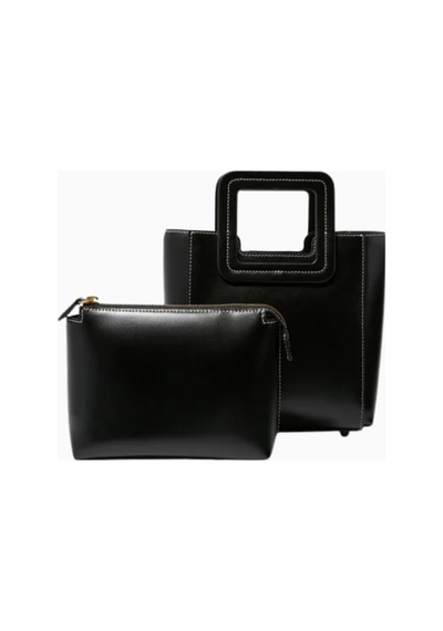 Staud Mini Shirley Tote Bag Kadın Deri Çanta, Şık Ve Çok Yönlü Omuz Çantası Siyah