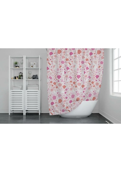 Banyo Perdesi 1x100x200 Tek Kanat Duş Perdesi Halka Hediyeli Duşakabin Perdesi 6811 Pembe