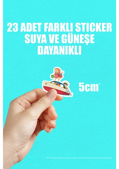 Küçük Deniz Kızı Ponyo Anime Telefon Laptop Bullet Journal Yapışkanlı Folyo Sticker Paketi 23 Adet Çok Renkli