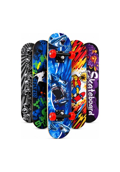 Büyük Boy Kaykay 80 Cm 8 Katmanlı Canlı Desenli Kemik Teker Kaymaz Skateboard 3108 Gri