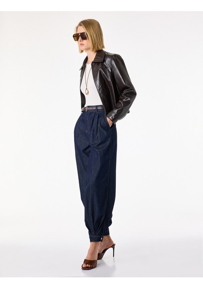 Koton Pamuklu Rahat Kalıp Stoperli Paça Düğmeli Cepli Denim Pantolon Koyu İndigo 7wal40131md Indigo