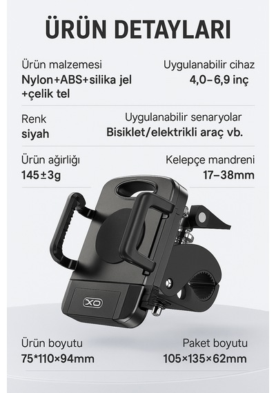360 Ayarlanabilir Bisiklet Motosiklet Telefon Tutucu Gidon Bağla