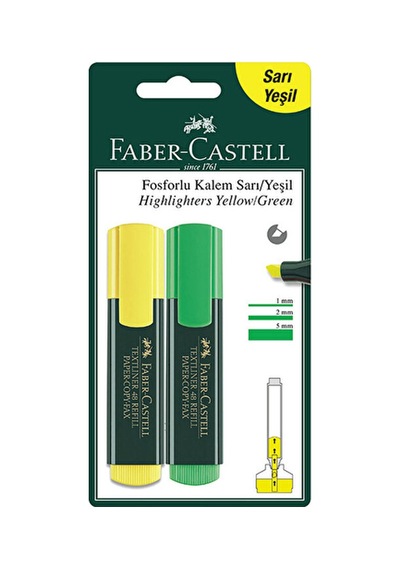 4 Adet Faber Castell 2'li Fosforlu Kalem Sarı/yeşil