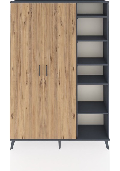 Arges Dolap 7 Raflı 2 Kapaklı Tek Askılı 132x30x195 Antrasit-çam/antrasit Atlas Çam/antrasıt Arges Dolap 7 Raflı 2 Kapaklı Tek Askılı 132x30x195 Antrasit-çam/antrasit Atlas Çam/antrasıt