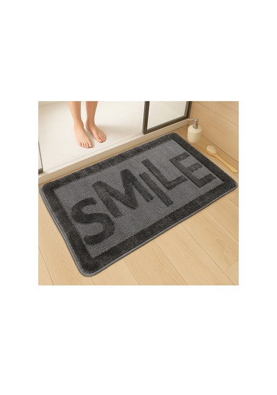 Doğal Kaymaz Taban Banyo Paspas Uzun Ömürlü Yumuşak Dokulu Su Emici Yıkanabilir Smile 60x100 Antrasit