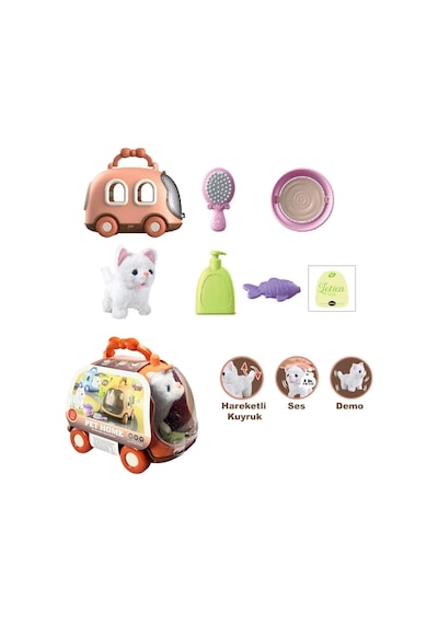 Jnd-6801 Taşıma Araba Çantalı Hareketli Pilli Kedi Set -vardem Oyuncak Standart