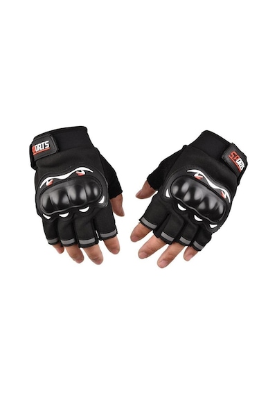 Yarım Parmak Korumalı Paintball Motorcross Bisiklet Motorsiklet Eldiveni Siyah