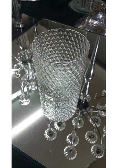 Paşacam Kristal Desenli Mini Vazo 10cm Genişlik X 10cm Uzunluk Mumluk Beyaz