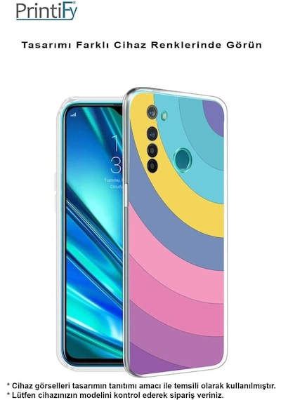 Xiaomi Mi 10t Lite Uyumlu Kamera Korumalı Renk Cümbüşü B Tasarımlı Şeffaf Silikon Kılıf