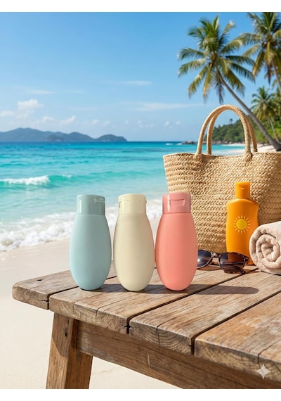 Vios Store Travel Boy 60 Ml Seyahat Tipi Şampuan Şişesi Seti Sızdırmaz, Yeniden Doldurulabilir Silikon Kap