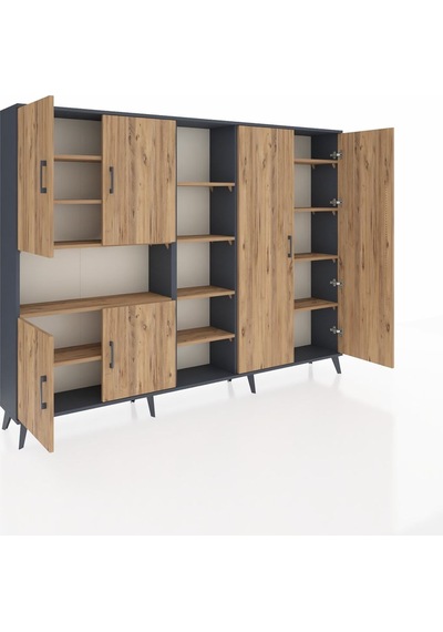 Arges Dolap 13 Raflı 6 Kapaklı 220x30x163 Antrasit-çam Antrasit-çam