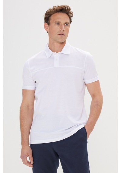 Ac&co Erkek Beyaz Slim Fit Dar Kesim %100 Pamuk Polo Yaka Tişört