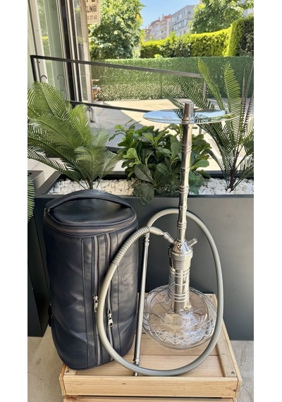 Sigor Çelik Nargile Takımı Çanta Lüle Maşa Dahildir /dip Dekor Silver
