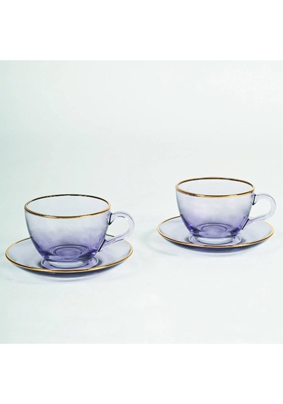 Raklee Five O'clock 2'li Çay Fincan Seti - Mor - 240 Ml Renkli