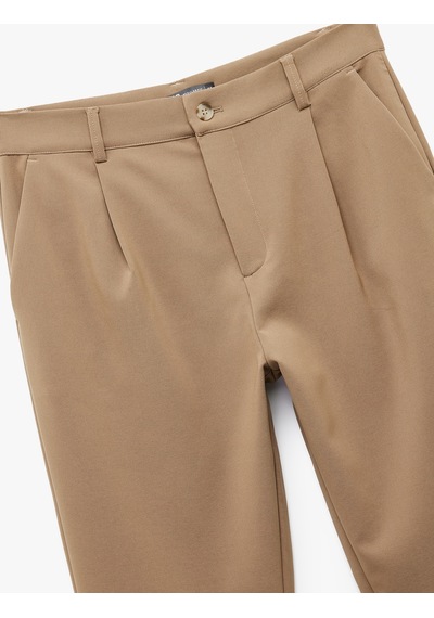 Koton Pileli Oversize Cep Detaylı Kumaş Pantolon Bej 6wam40056hw Ekru