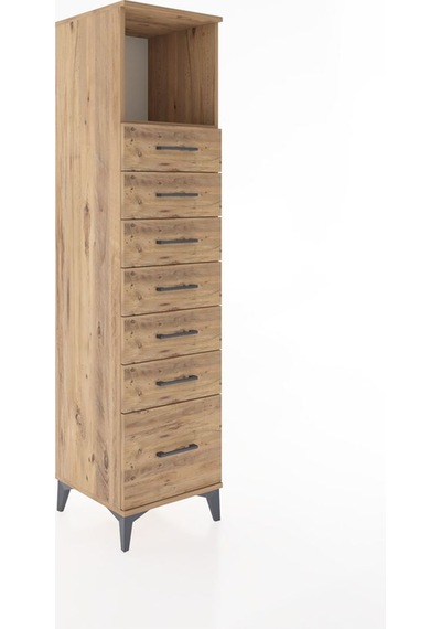 Hyperion Dolap Tek Raflı 7 Çekmeceli 44x44x182 Çam-çam Çam