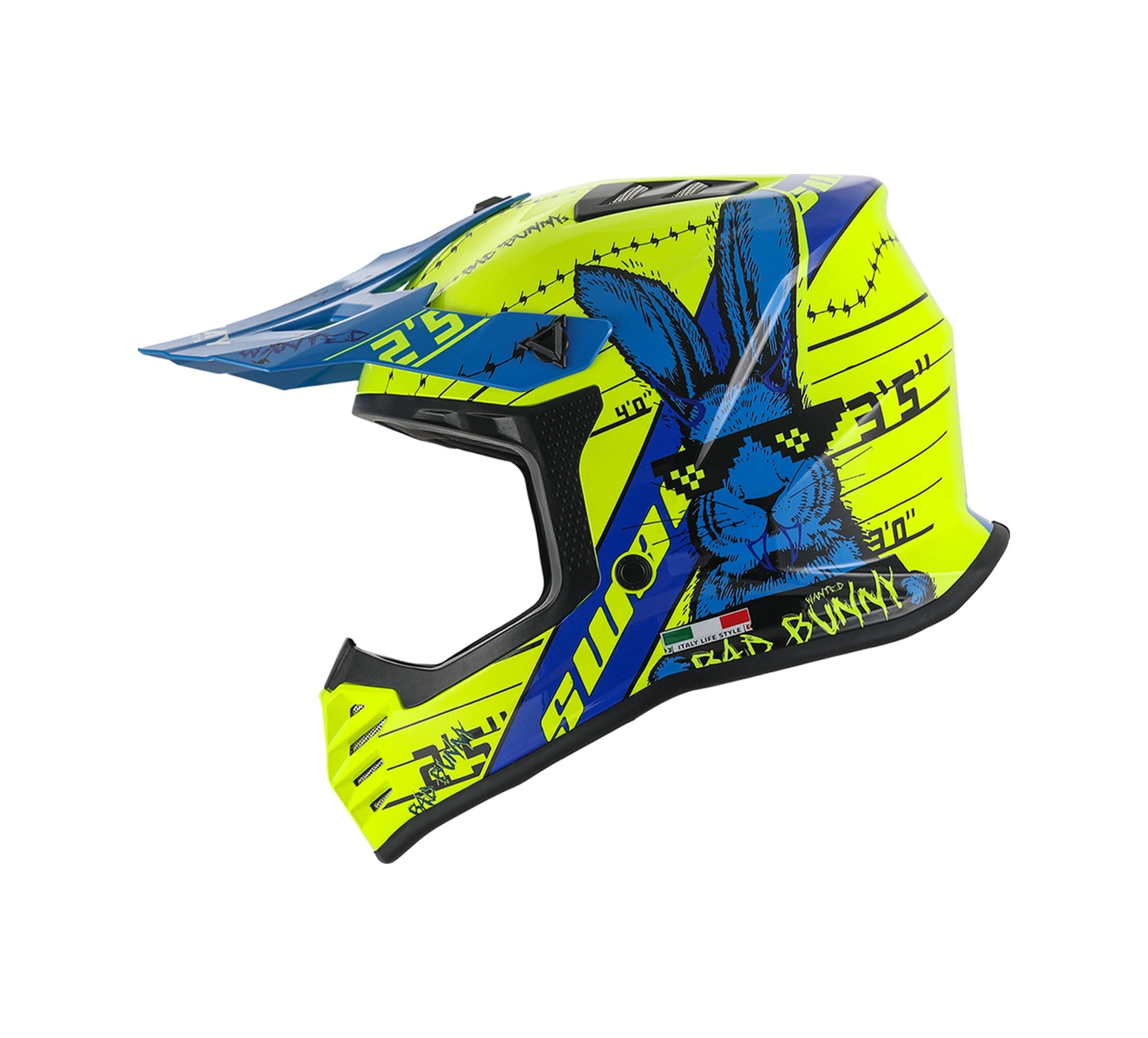 Sway 618 Bunny Çocuk Cross Kaskı Bisiklet Motosiklet Enduro Kask L Beden Sarı Mavi Çocuk Kaskı Sarı