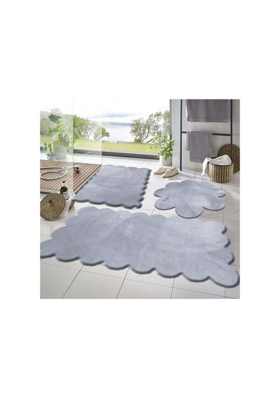 Rachel Carpet 3'lü Set Kaymaz Taban Banyo Paspası Halısı 50x50 Yuvarlak Papatya -50x60 Lazer -60x100 Lazer , Açı Çok Renkli