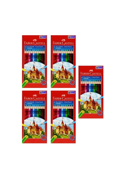 Faber Castell Kuru Boya Kalemi 12 Li 5 Adet Çok Renkli