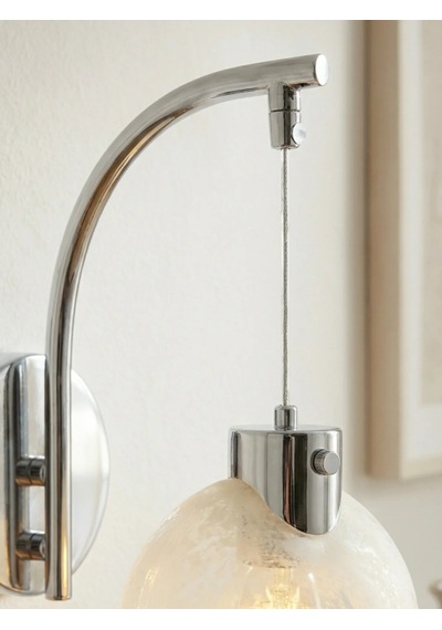 Fiora Midye Cam Küre Duvar Aplik Gold & Krom Seçenekli Gümüş
