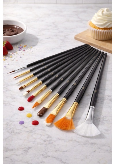 Pasta Fırça Seti 15'li Pfs-15 Pasta Ve Tatlı Süsleme Fırçaları Dekor Ve Şekillendirme Seti-23