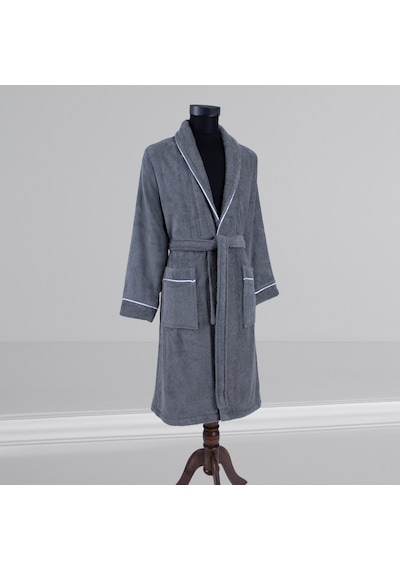 % 100 Pamuklu Laodikeia Şalyaka Bornoz Kadın Erkek Unisex Gri