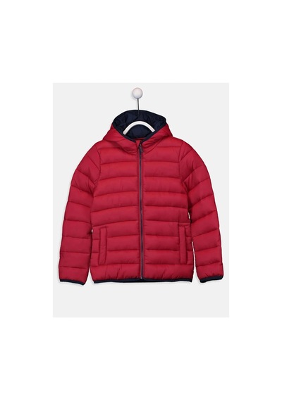 LC Waikiki Lcw Kids Kırmızı Kapüşonlu Uzun Kollu Erkek Çocuk Şişme Mont Kırmızı Süet
