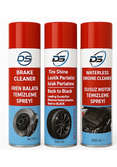 Susuz Motor Temizleyici + Lastik Parlatıcı + Fren Balata Spreyi