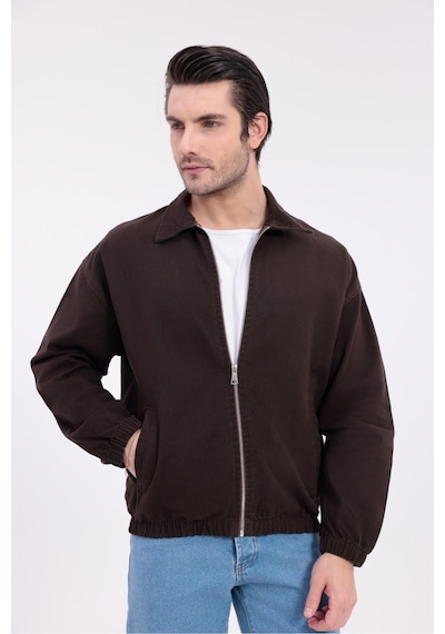 Mero Life Erkek Basic Old Money Fermuarlı Oversize Mevsimlik Polo Yaka Gabardin Kumaş Kahverengi Ceket Mero Life Erkek Basic Old Money Fermuarlı Oversize Mevsimlik Polo Yaka Gabardin Kumaş Kahverengi Ceket