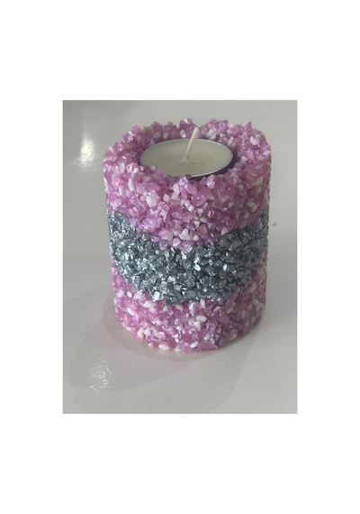 Dekoratif Obje Tealight Mumluk Pembe 9x7 Cm