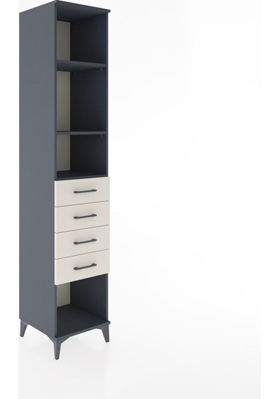 Hyperion Dolap 3 Raflı 4 Çekmeceli 44x44x221 Antrasit-aytaşı Antrasit