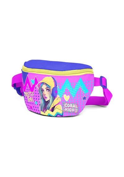Coral High Kids Lavanta Turkuaz Kulaklıklı Kız Desenli Bel Çantası 11553 Lavanta - Turkuaz
