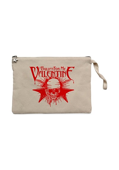 Bullet for My Valentine Skull Krem Clutch Cüzdan / El Çantası Krem