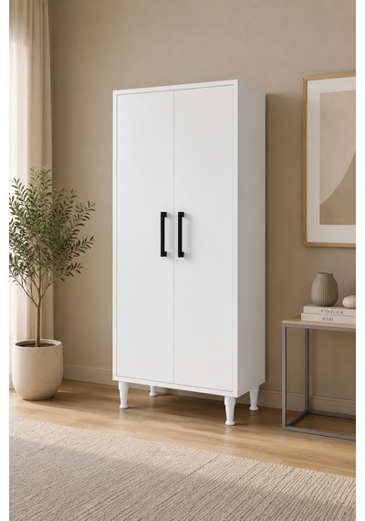 Renazzo %100 Mdf Çok Amaçlı Kiler Banyo Mutfak Dolabı Beyaz