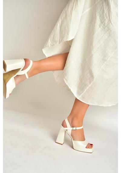 Fox Shoes Y246055009 Sedef Kalın Platform Topuklu Abiye Ayakkabı SEDEF