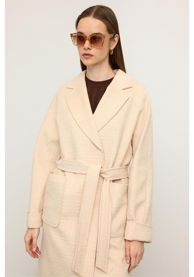 Olcay Torba Cepli Kendinden Desenli Oversize Limited Edition Kaban Krem 3140