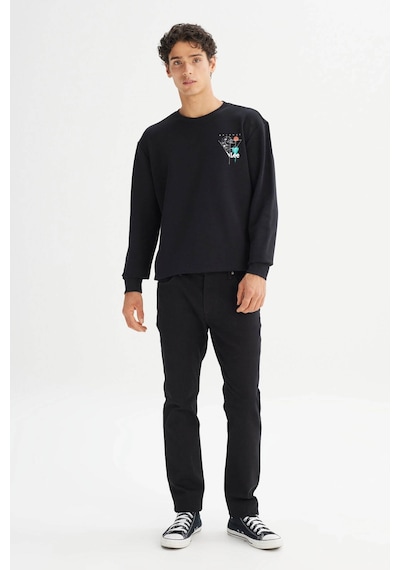 Lee Pamuklu Regular Fit Normal Kesim Bisiklet Yaka Siyah Erkek Sweatshirt L2520361001 Siyah
