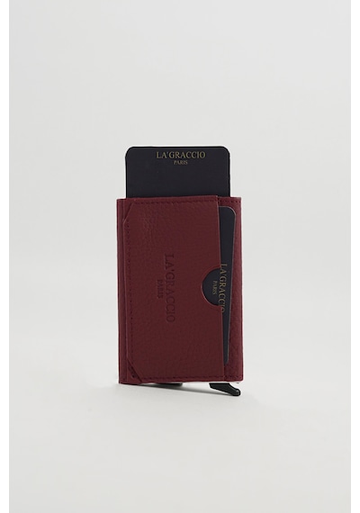 La'graccio Paris Sace Unisex Hakiki Deri Mekanizmalı Kartlık Mat Bordo