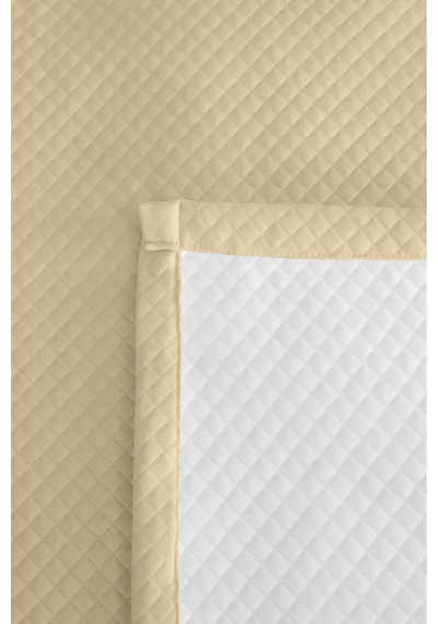 Krem Minimal Genç Odası Tek Kişilik Pike Takımı - Bej Geometrik 160x220 Cm Kapitone Yatak Örtüsü Pamuksu Kireç Gölgeliği