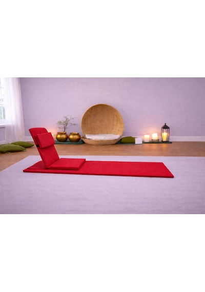 Backjack Meditasyon Sandalyesi Destekli Yer Minderi + 60x180 Kumaş Mat - Backjack 3xl Mat+backjack İkili Set Kırmızı
